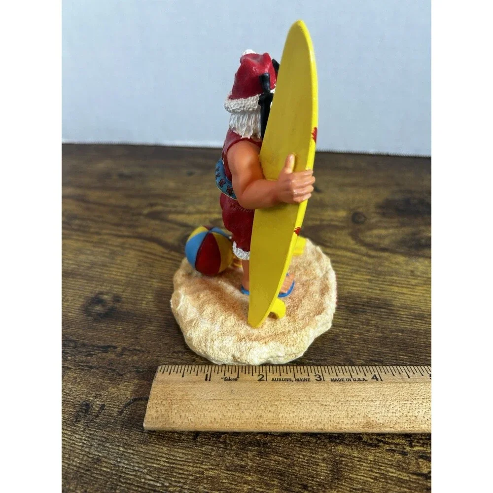 Hawaii Surfer Santa Claus Christmas Resin Figurine Snorkel Beach Decor 5.75”
